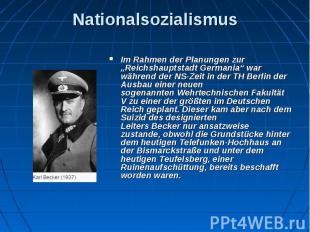 Nationalsozialismus Im Rahmen der Planungen zur „Reichshauptstadt Germania“ war