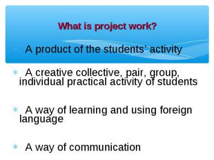 A product of the students’ activity A product of the students’ activity A creati