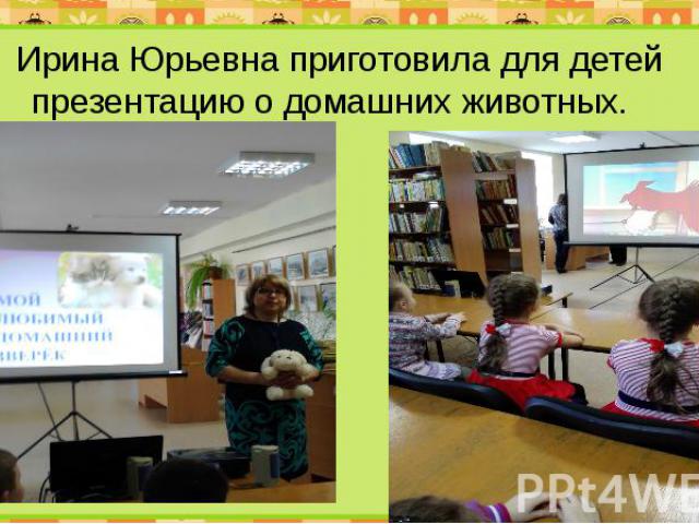 Ирина Юрьевна приготовила для детей презентацию о домашних животных.