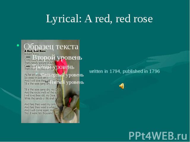 Lyrical: A red, red rose