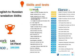 Skills and tests English to Russian Translation Skills: