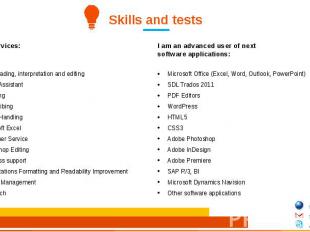 Skills and tests