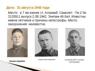 Дата: 31 августа 1942 года Смирнов Иван Федорович