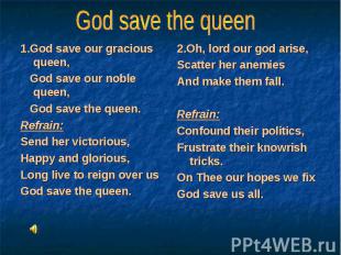 1.God save our gracious queen, 1.God save our gracious queen, God save our noble