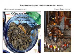 Национальная кухня южно-африканского народа Деликатесные гусеницы мопоне. Мясные