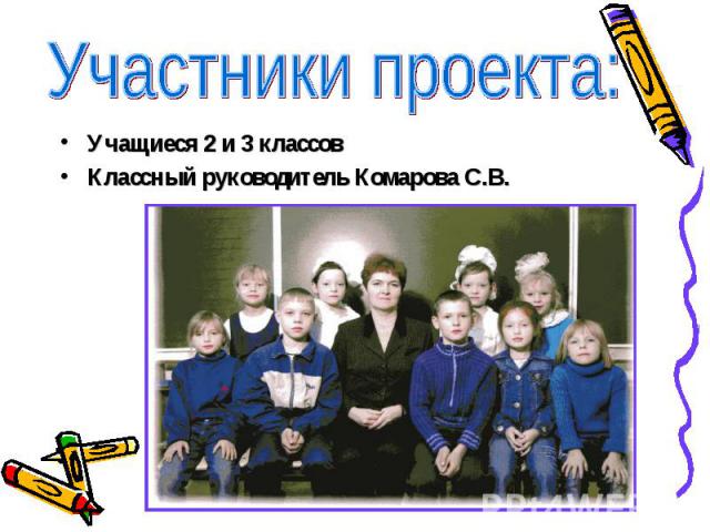 Участники проекта: Учащиеся 2 и 3 классовКлассный руководитель Комарова С.В.