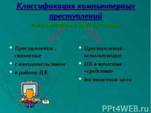 Классификация компьютерных преступленийкомпьютерные преступленияПреступления , с