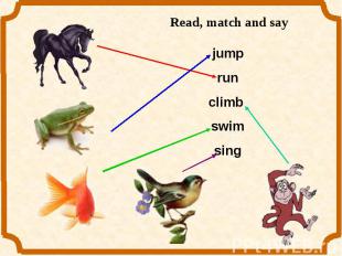 Read, match and say jumprunclimb swimsing