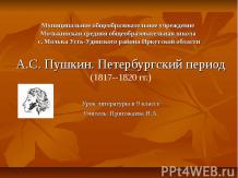 А.С. Пушкин. Петербургский период (1817--1820 гг.)