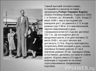 Самый высокий человек в мире, оставшийся в анналах истории - американец Роберт П