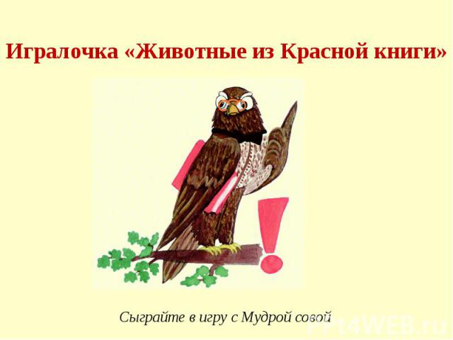 Игралочка «Животные из Красной книги» Сыграйте в игру с Мудрой совой