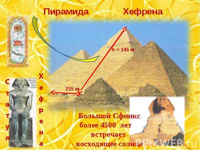 Пирамида ХефренаБольшой Сфинкс более 4500 лет встречает восходящее солнце