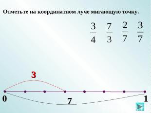 Отметьте на координатном луче мигающую точку.