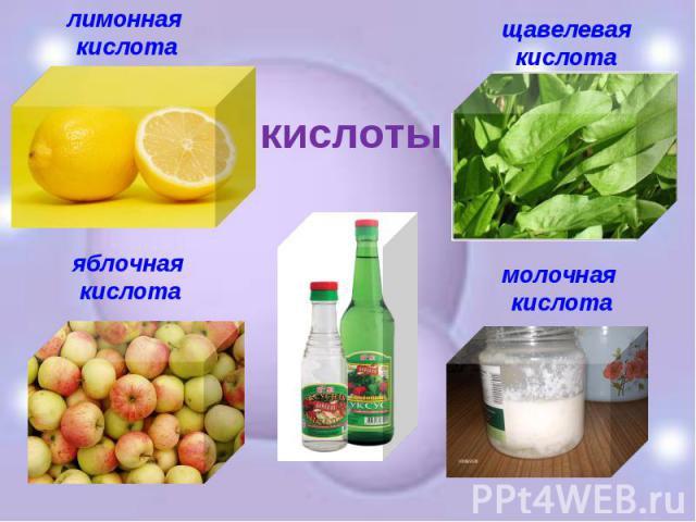 лимонная кислота яблочная кислота щавелевая кислота молочная кислота
