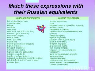 Match these expressions with their Russian equivalents
