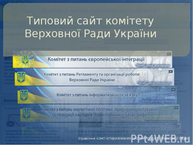 Типовий сайт комітету Верховної Ради України Управління комп’ютеризованих систем Апарату Верховної Ради