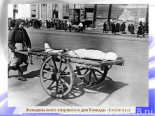 Женщина везет умершего в дни блокады Ленинграда