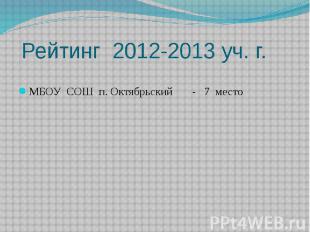 Рейтинг 2012-2013 уч. г. МБОУ СОШ п. Октябрьский - 7 место