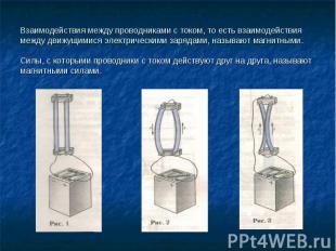 Взаимодействия между проводниками с током, то есть взаимодействия между движущим