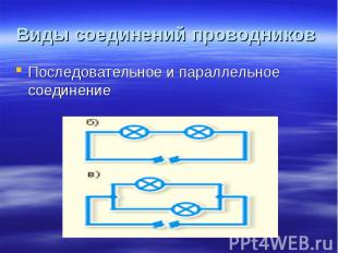 Виды соединений проводников Последовательное и параллельное соединение