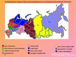Распределение изделий лёгкой промышленности по экономическим районам России(%)