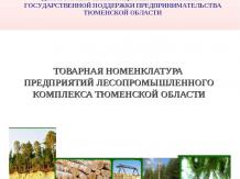 Товарная номенклатура предприятий лесопромышленного комплекса тюменской области