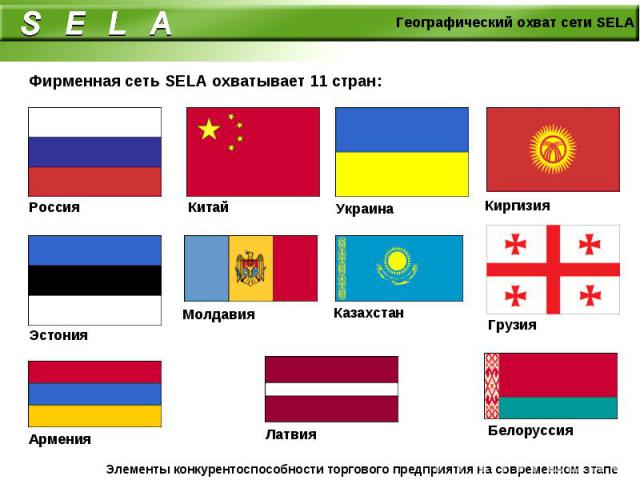 Фирменная сеть SELA охватывает 11 стран: