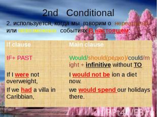 2nd Conditional2. используется, когда мы говорим о нереальных или невозможных со