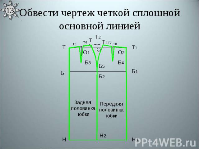 Обвести чертеж четкой сплошной основной линией