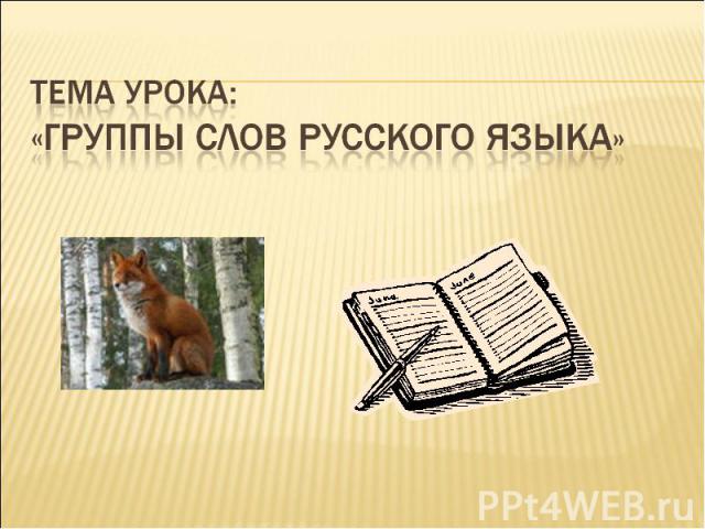 Тема урока: «Группы слов русского языка»