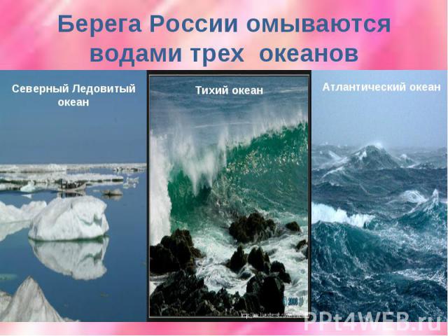 Берега России омываются водами трех океанов
