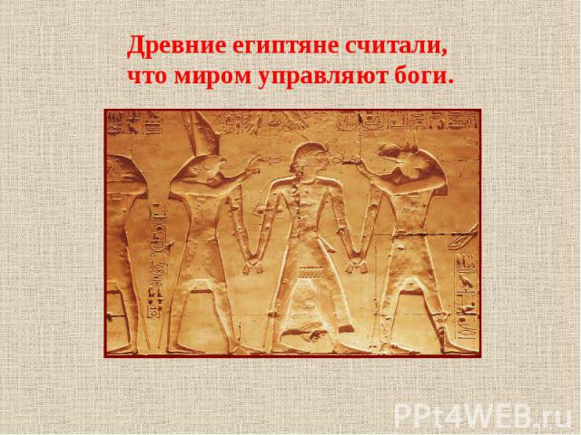Древние египтяне считали, что миром управляют боги.