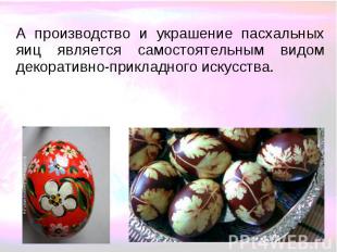 А производство и украшение пасхальных яиц является самостоятельным видом декорат