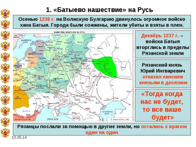 Доклад: Вторжения на Русь хана Батыя