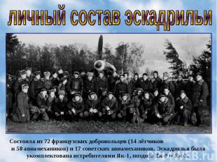 личный состав эскадрильи Состояла из 72 французских добровольцев (14 лётчиков и