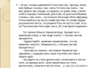 - Эх вы, татары-царевичи! В плен мне вас, братцы, взять или буйные головы с вас