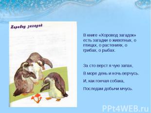 В книге «Хоровод загадок» есть загадки о животных, о птицах, о растениях, о гриб
