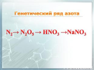 Генетический ряд азота N2→ N2O5 → HNO3 →NaNO3