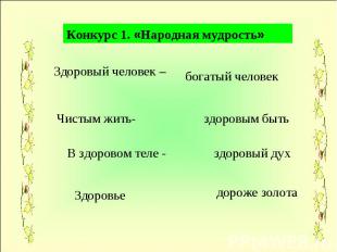 Конкурс 1. «Народная мудрость»