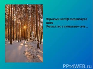 Парчовый шлейф сверкающего снега Окутал лес в изящество оков…