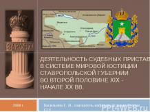 Деятельность судебных приставов в системе мировой юстиции Ставропольской губерни