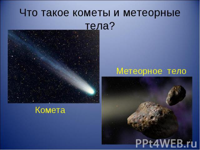 Что такое кометы и метеорные тела?Метеорное тело Комета