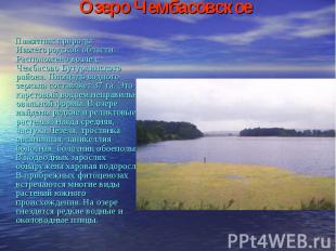Озеро Чембасовское Памятник природы Нижегородской области. Расположено возле с.