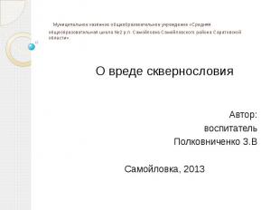 Муниципальное казённое общеобразовательное учреждение «Средняя общеобразовательн