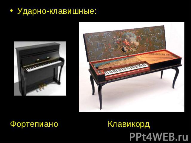Ударно-клавишные:Ударно-клавишные:Фортепиано Клавикорд