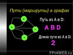 Пути (маршруты) в графах B A C D