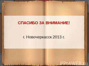 СПАСИБО ЗА ВНИМАНИЕ!г. Новочеркасск 2013 г.