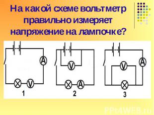 2) Помещая амперметр поочерёдно в точки 1, 2 и 3 измерьте силу тока в различных