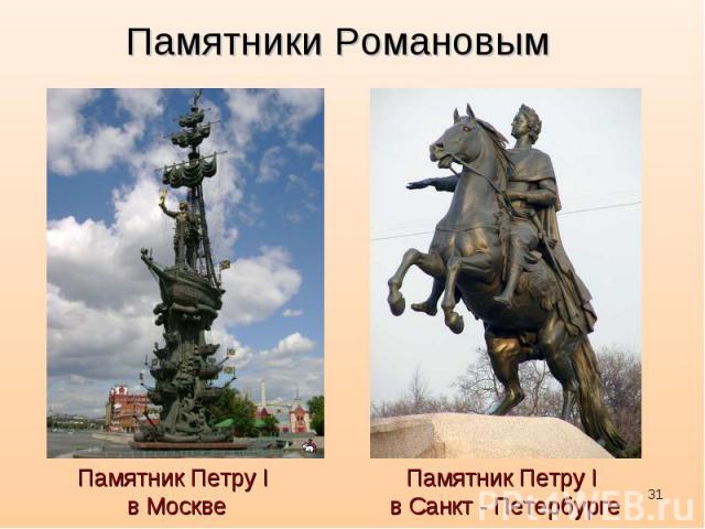 Памятники Романовым