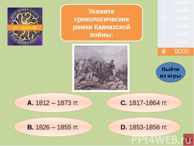 Укажите хронологические рамки Кавказской войны: